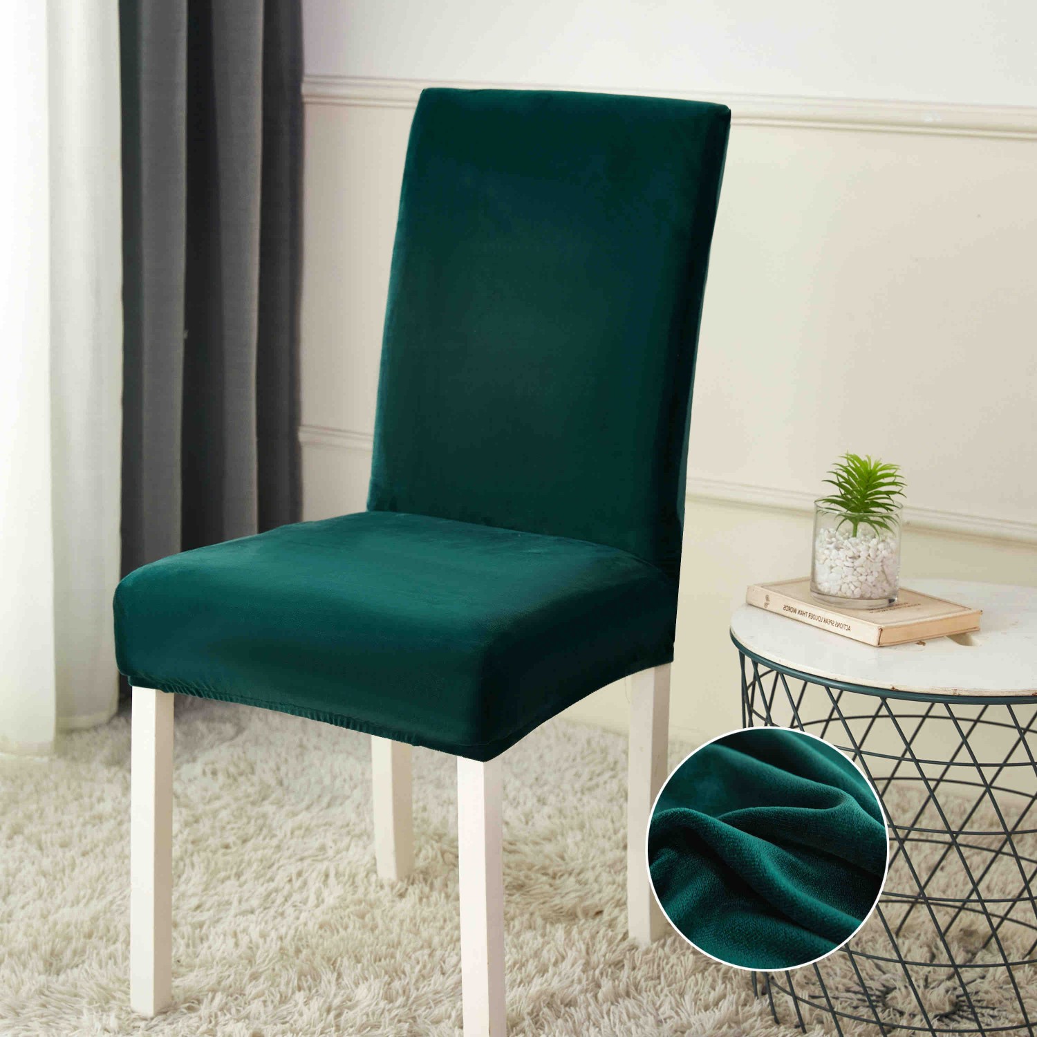 Set 6 huse de scaun din catifea, dimensiune universala - verde regal Pentru casa