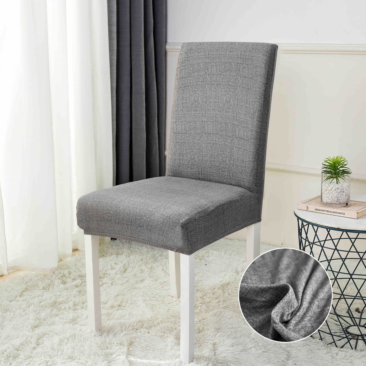 Set 6 Huse de Scaun Elastice, Marime Universala - Gri Silver Pentru casa