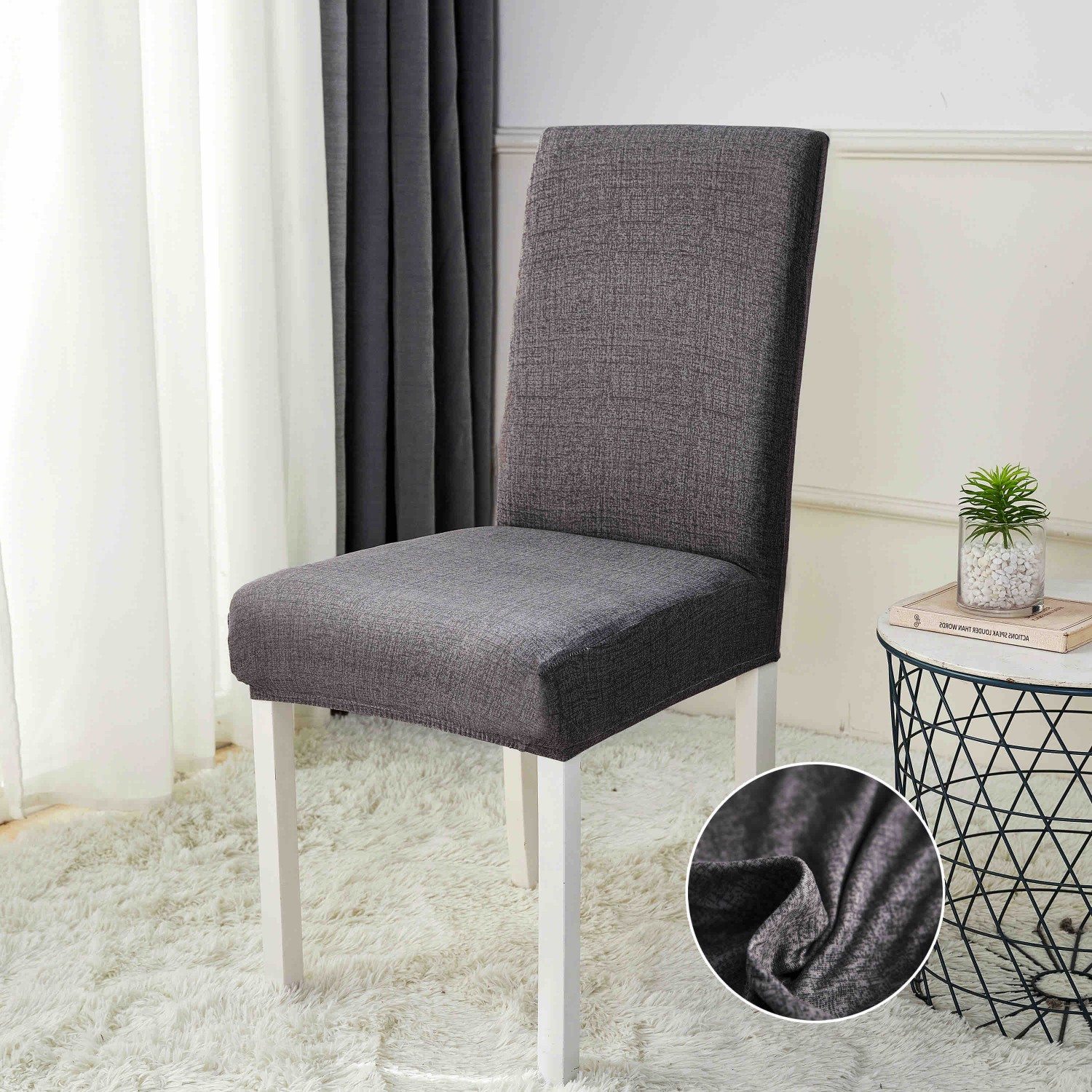 Set 6 Huse de Scaun Elastice, Marime Universala - Gri Pentru casa