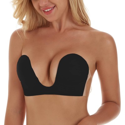 Sutien cu efect push up - fara bretele - cu decolteu in forma de U