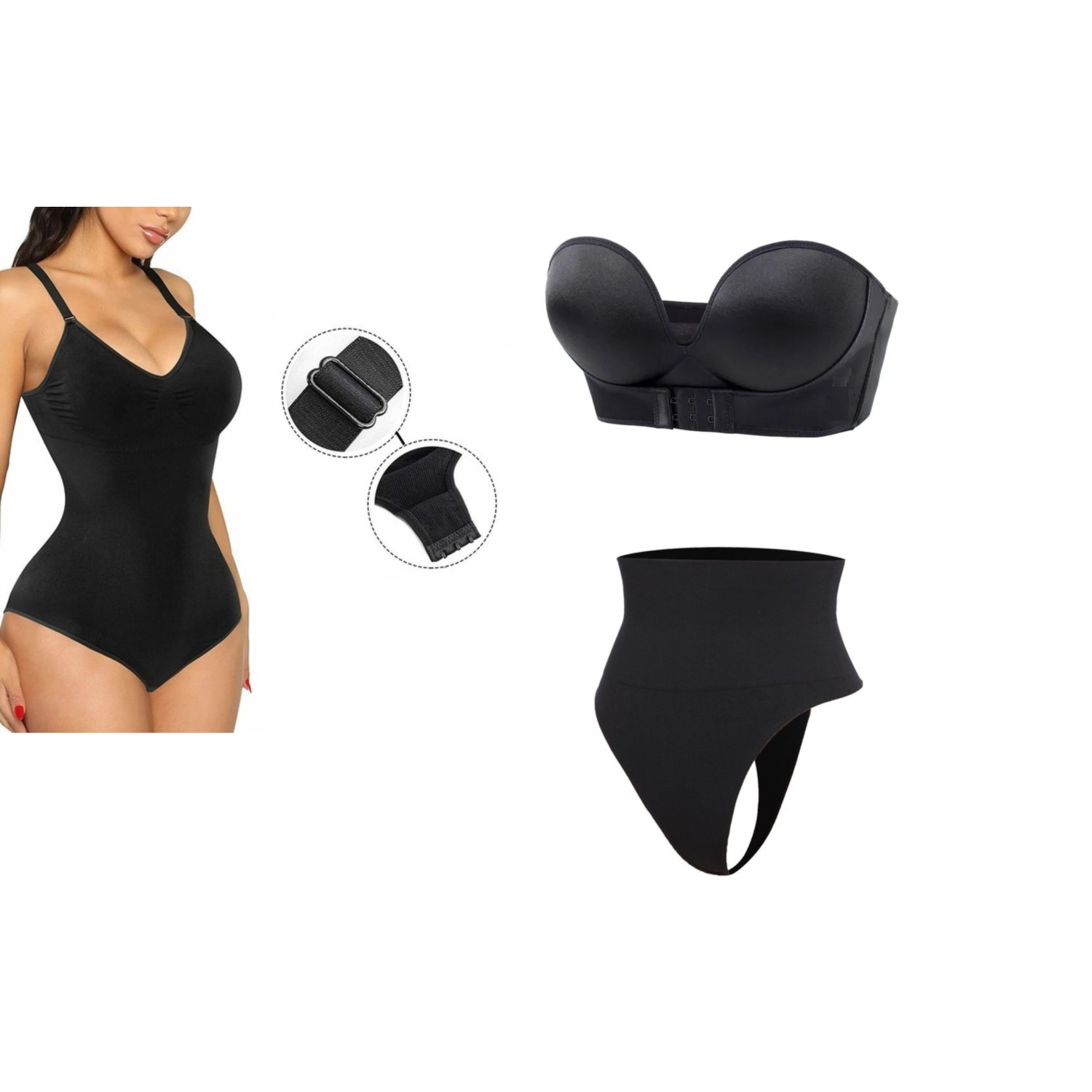SET PREMIUM: Body modelator + Sutien Fara bretele + Lenjerie modelatoare tanga/clasica Seturi produse