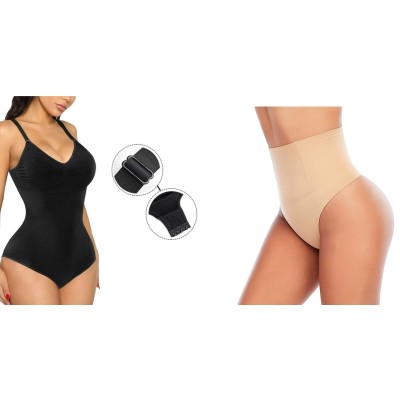 SET: Body modelator Intimo + Tanga modelator cu talie foarte inalta si balene antialunecare