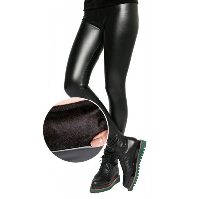 Colanti dama vatuiti, imitatie vizuala de piele cu talie inalta